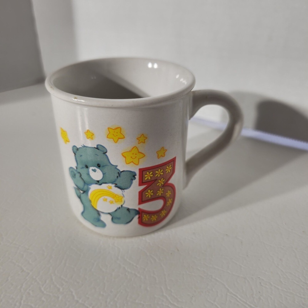 Vtg 1989 2  Wish Bear Care Bears  Designers Collection 3" Mugs 3&5 Birthday